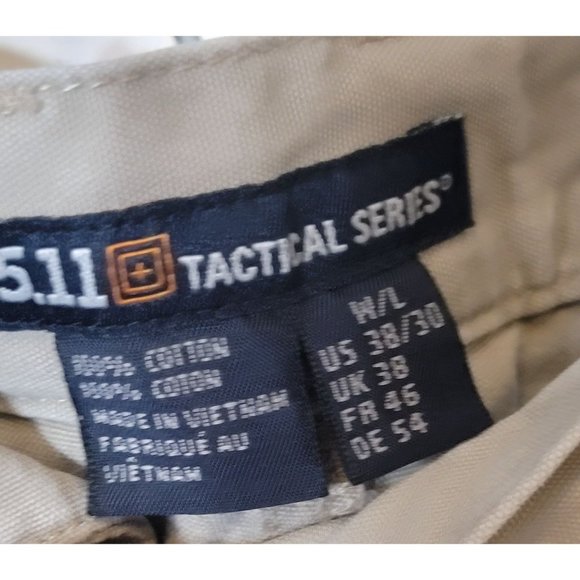 5.11 Tactile Cargo Pants Size 38X30 Elastic Waist Pockets Zip Button Closure Tan - Picture 7 of 7